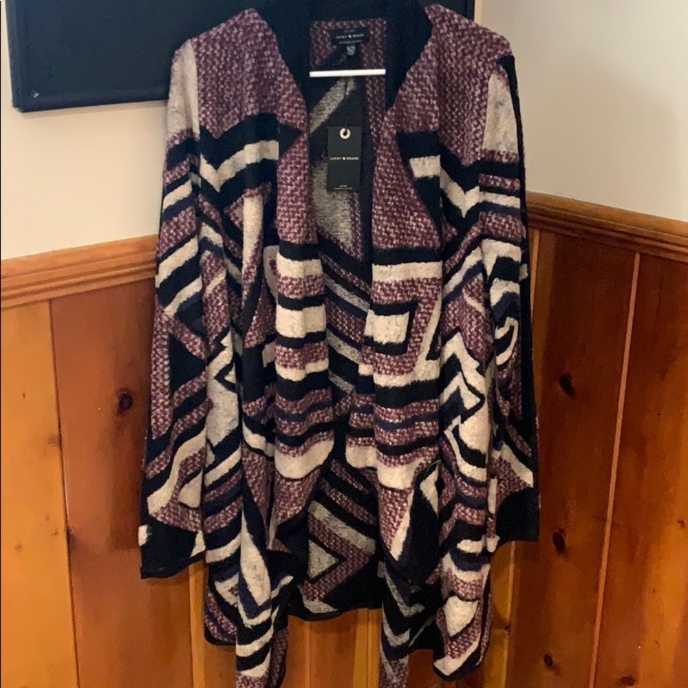 Lucky Brand Drape Front Intarsia Cardigan